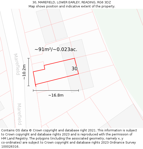 30, MAREFIELD, LOWER EARLEY, READING, RG6 3DZ: Plot and title map