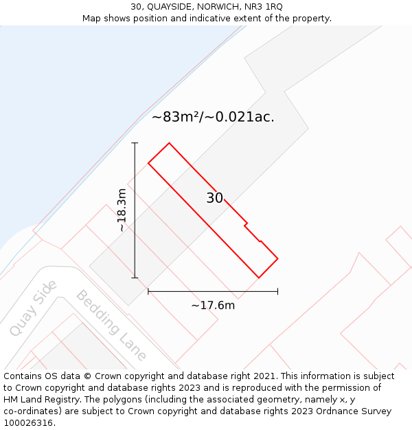 30, QUAYSIDE, NORWICH, NR3 1RQ: Plot and title map