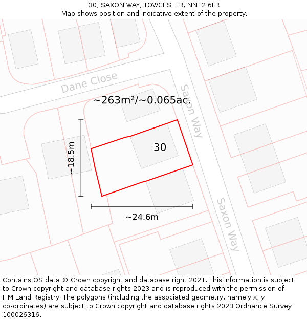 30, SAXON WAY, TOWCESTER, NN12 6FR: Plot and title map