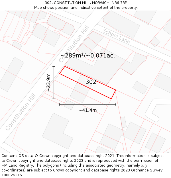 302, CONSTITUTION HILL, NORWICH, NR6 7RF: Plot and title map