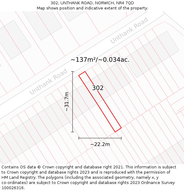 302, UNTHANK ROAD, NORWICH, NR4 7QD: Plot and title map