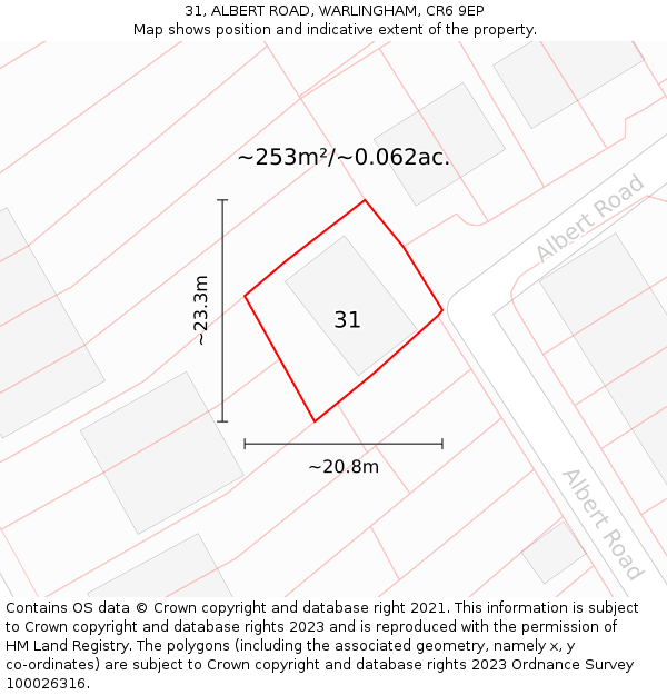 31, ALBERT ROAD, WARLINGHAM, CR6 9EP: Plot and title map