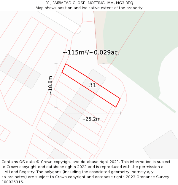 31, FAIRMEAD CLOSE, NOTTINGHAM, NG3 3EQ: Plot and title map