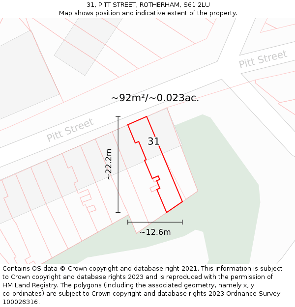 31, PITT STREET, ROTHERHAM, S61 2LU: Plot and title map