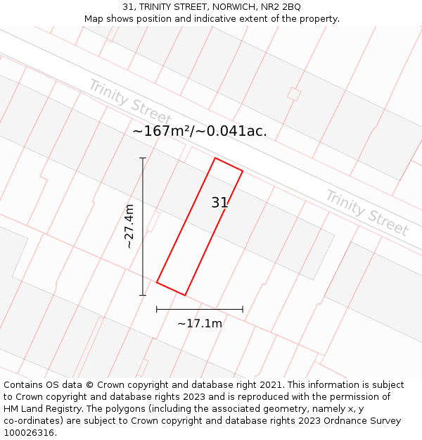 31, TRINITY STREET, NORWICH, NR2 2BQ: Plot and title map