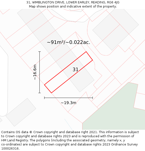 31, WIMBLINGTON DRIVE, LOWER EARLEY, READING, RG6 4JG: Plot and title map