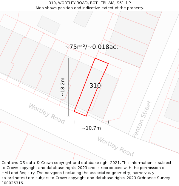 310, WORTLEY ROAD, ROTHERHAM, S61 1JP: Plot and title map