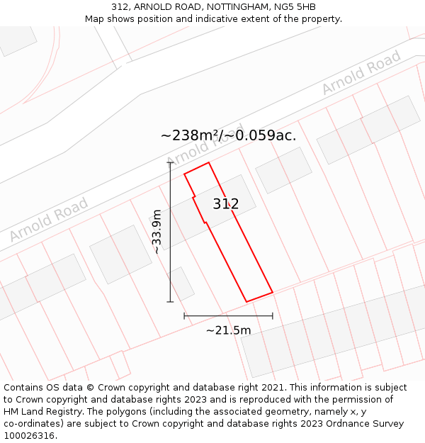 312, ARNOLD ROAD, NOTTINGHAM, NG5 5HB: Plot and title map