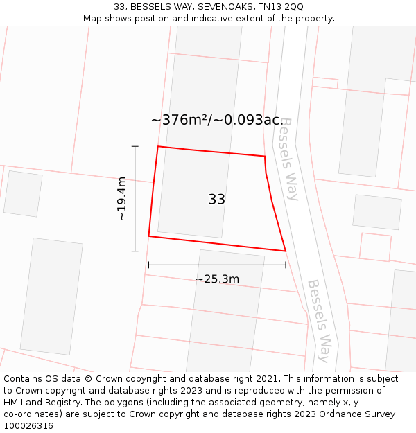 33, BESSELS WAY, SEVENOAKS, TN13 2QQ: Plot and title map