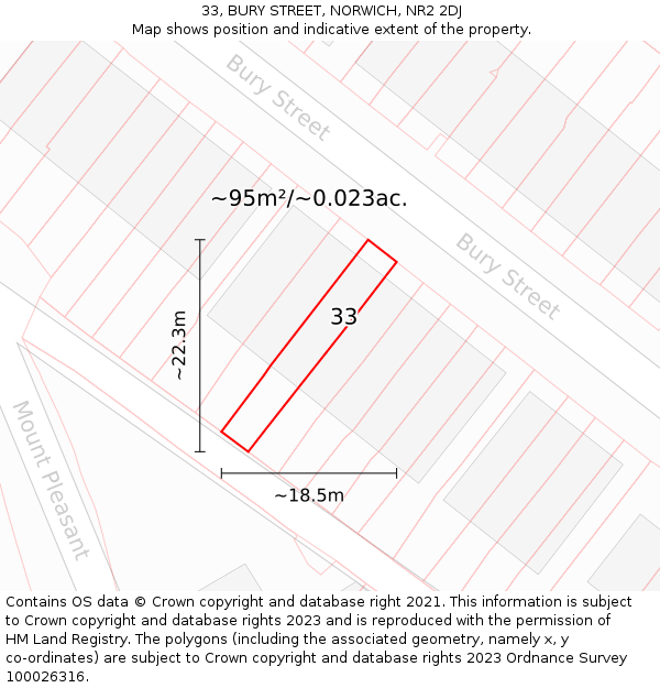 33, BURY STREET, NORWICH, NR2 2DJ: Plot and title map