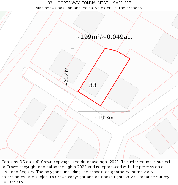 33, HOOPER WAY, TONNA, NEATH, SA11 3FB: Plot and title map