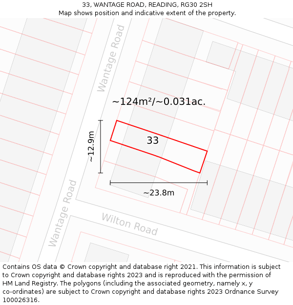 33, WANTAGE ROAD, READING, RG30 2SH: Plot and title map