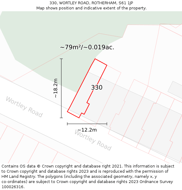 330, WORTLEY ROAD, ROTHERHAM, S61 1JP: Plot and title map