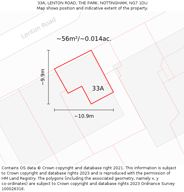 33A, LENTON ROAD, THE PARK, NOTTINGHAM, NG7 1DU: Plot and title map