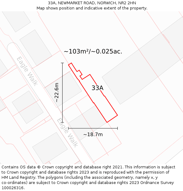 33A, NEWMARKET ROAD, NORWICH, NR2 2HN: Plot and title map