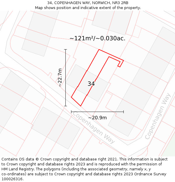 34, COPENHAGEN WAY, NORWICH, NR3 2RB: Plot and title map