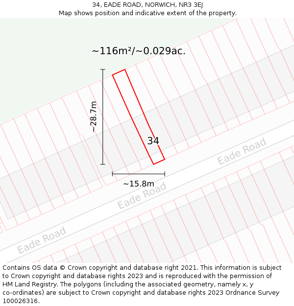 34, EADE ROAD, NORWICH, NR3 3EJ: Plot and title map