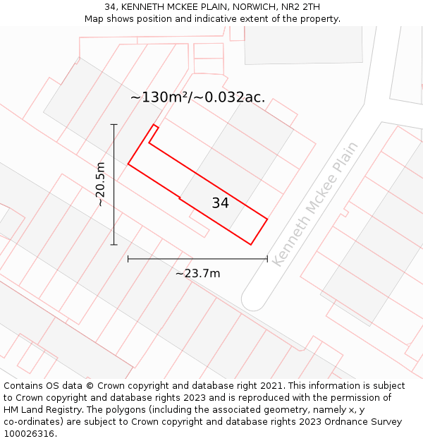 34, KENNETH MCKEE PLAIN, NORWICH, NR2 2TH: Plot and title map