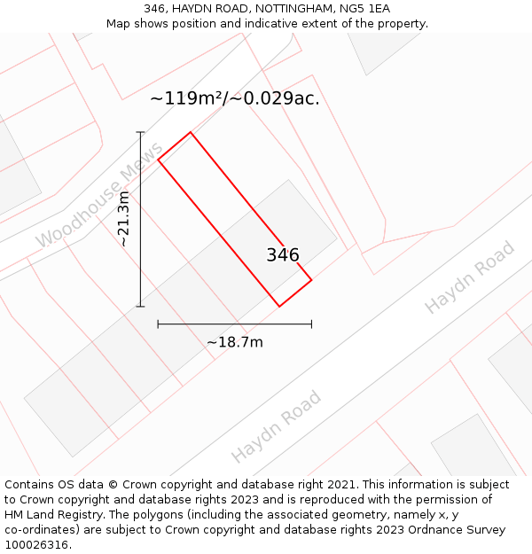 346, HAYDN ROAD, NOTTINGHAM, NG5 1EA: Plot and title map