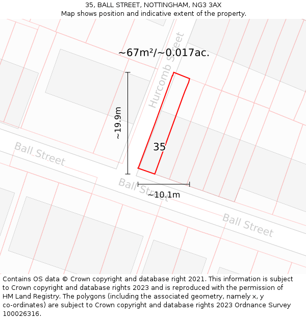 35, BALL STREET, NOTTINGHAM, NG3 3AX: Plot and title map