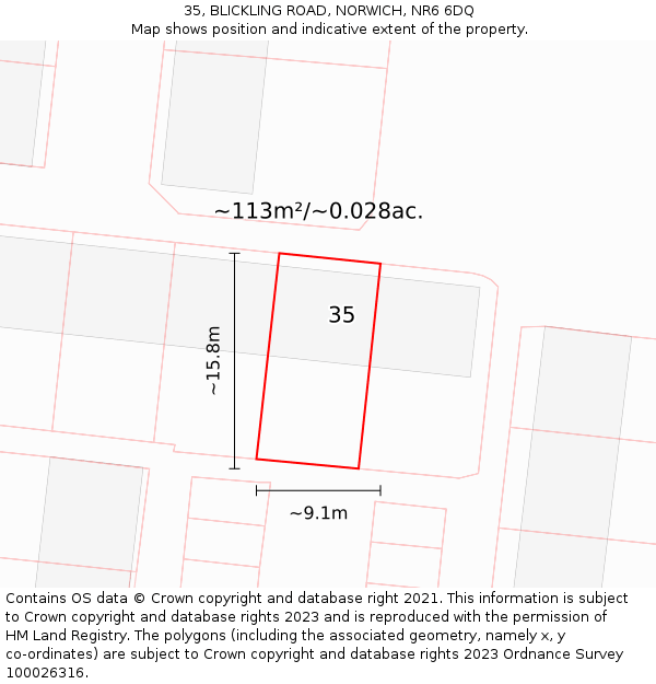 35, BLICKLING ROAD, NORWICH, NR6 6DQ: Plot and title map
