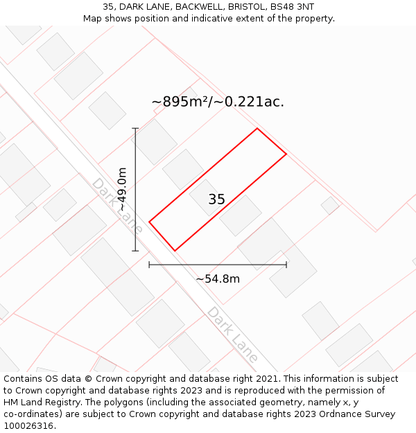 35, DARK LANE, BACKWELL, BRISTOL, BS48 3NT: Plot and title map