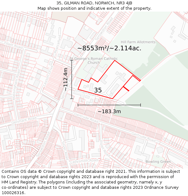 35, GILMAN ROAD, NORWICH, NR3 4JB: Plot and title map