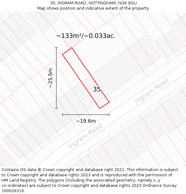 35, INGRAM ROAD, NOTTINGHAM, NG6 9GU: Plot and title map