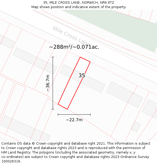35, MILE CROSS LANE, NORWICH, NR6 6TZ: Plot and title map