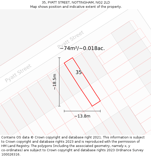 35, PYATT STREET, NOTTINGHAM, NG2 2LD: Plot and title map