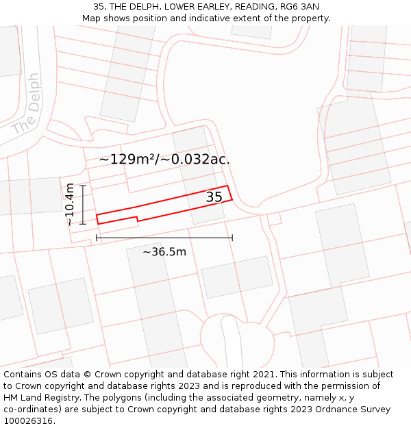 35, THE DELPH, LOWER EARLEY, READING, RG6 3AN: Plot and title map