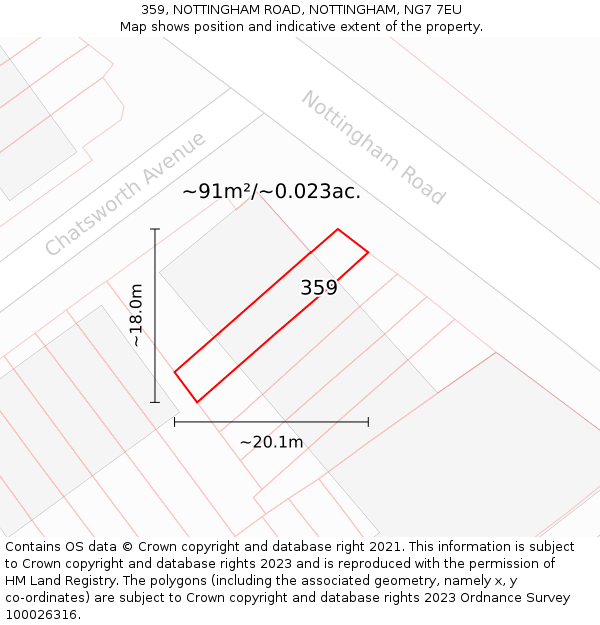 359, NOTTINGHAM ROAD, NOTTINGHAM, NG7 7EU: Plot and title map