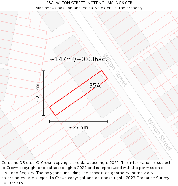 35A, WILTON STREET, NOTTINGHAM, NG6 0ER: Plot and title map