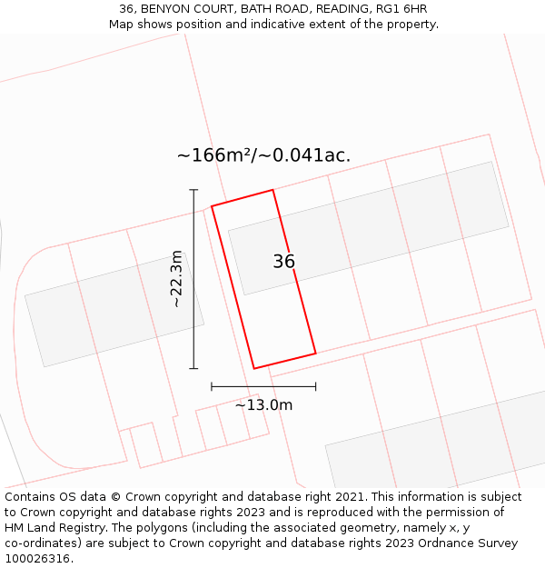 36, BENYON COURT, BATH ROAD, READING, RG1 6HR: Plot and title map