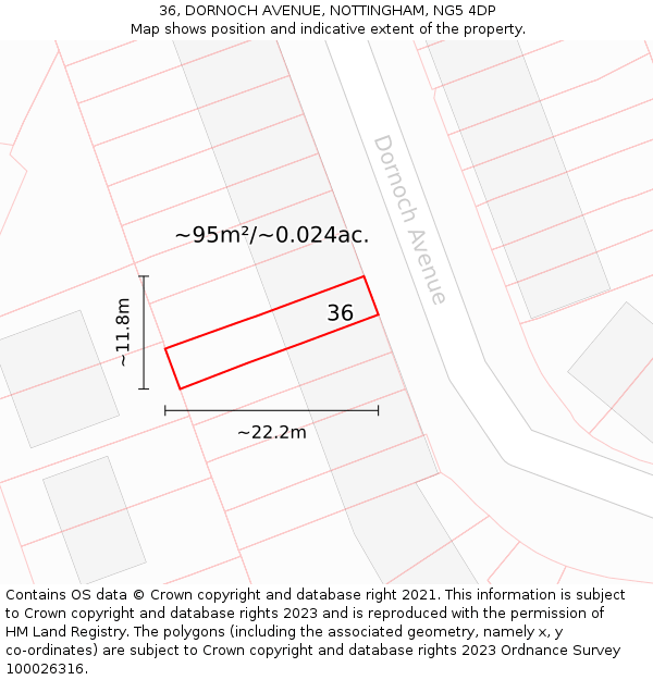 36, DORNOCH AVENUE, NOTTINGHAM, NG5 4DP: Plot and title map