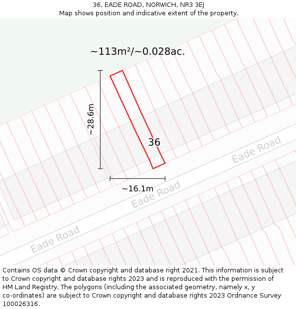 36, EADE ROAD, NORWICH, NR3 3EJ: Plot and title map