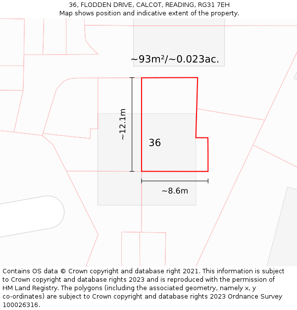 36, FLODDEN DRIVE, CALCOT, READING, RG31 7EH: Plot and title map