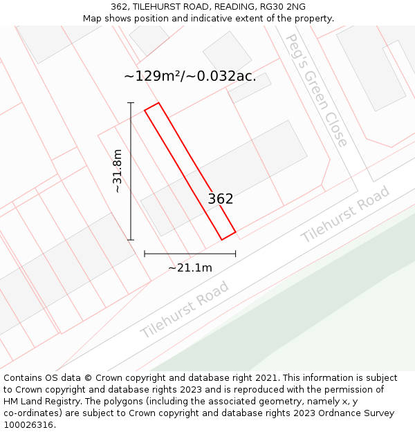 362, TILEHURST ROAD, READING, RG30 2NG: Plot and title map