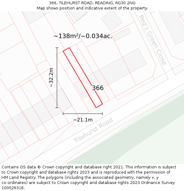 366, TILEHURST ROAD, READING, RG30 2NG: Plot and title map