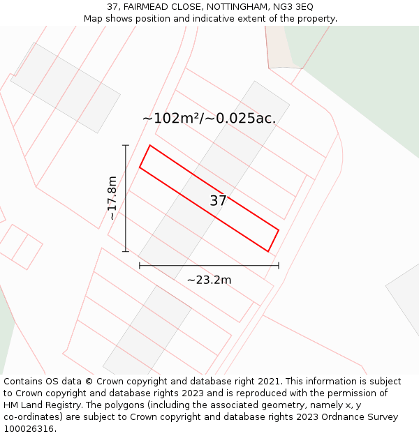 37, FAIRMEAD CLOSE, NOTTINGHAM, NG3 3EQ: Plot and title map