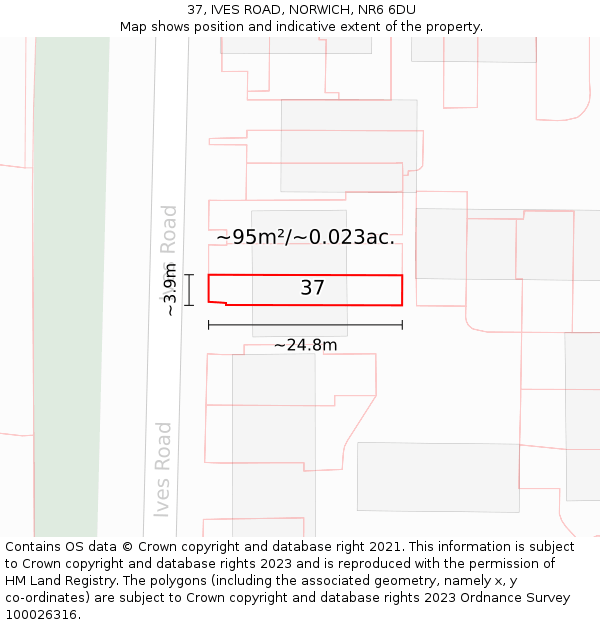 37, IVES ROAD, NORWICH, NR6 6DU: Plot and title map
