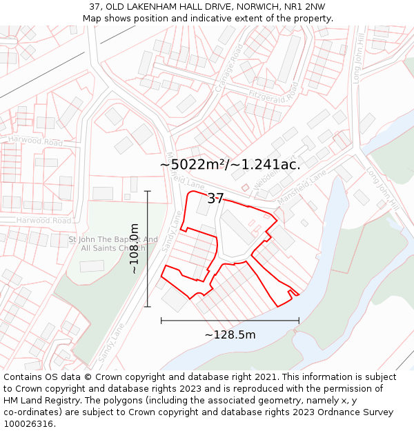 37, OLD LAKENHAM HALL DRIVE, NORWICH, NR1 2NW: Plot and title map