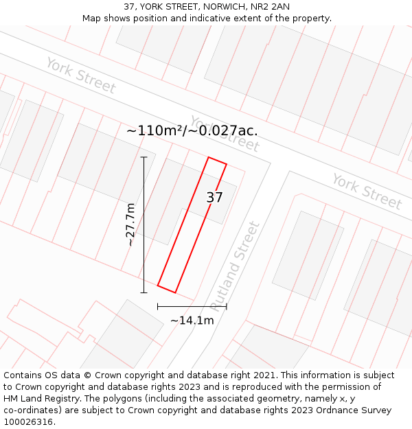 37, YORK STREET, NORWICH, NR2 2AN: Plot and title map