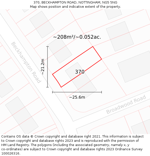 370, BECKHAMPTON ROAD, NOTTINGHAM, NG5 5NG: Plot and title map