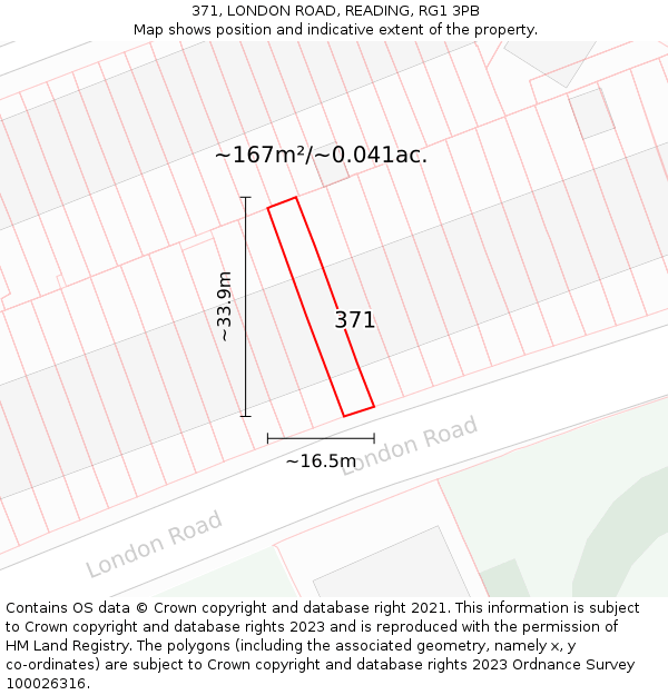 371, LONDON ROAD, READING, RG1 3PB: Plot and title map