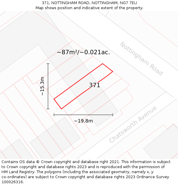 371, NOTTINGHAM ROAD, NOTTINGHAM, NG7 7EU: Plot and title map
