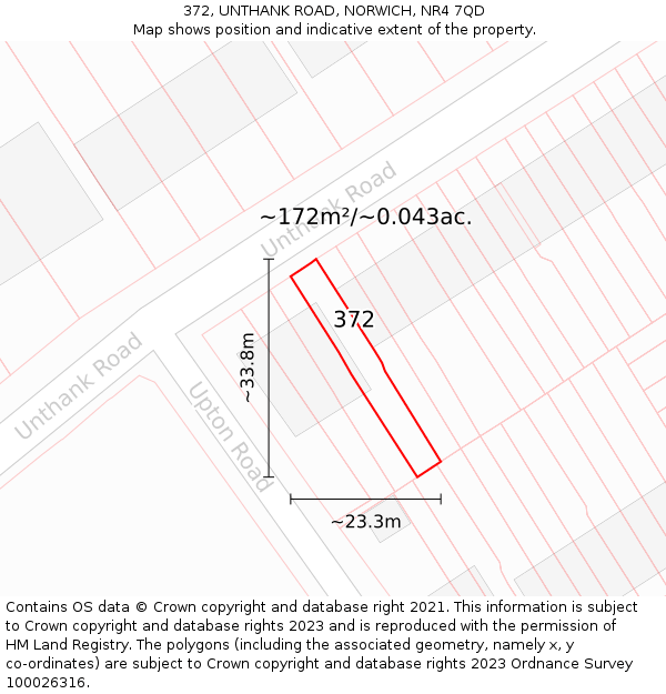 372, UNTHANK ROAD, NORWICH, NR4 7QD: Plot and title map