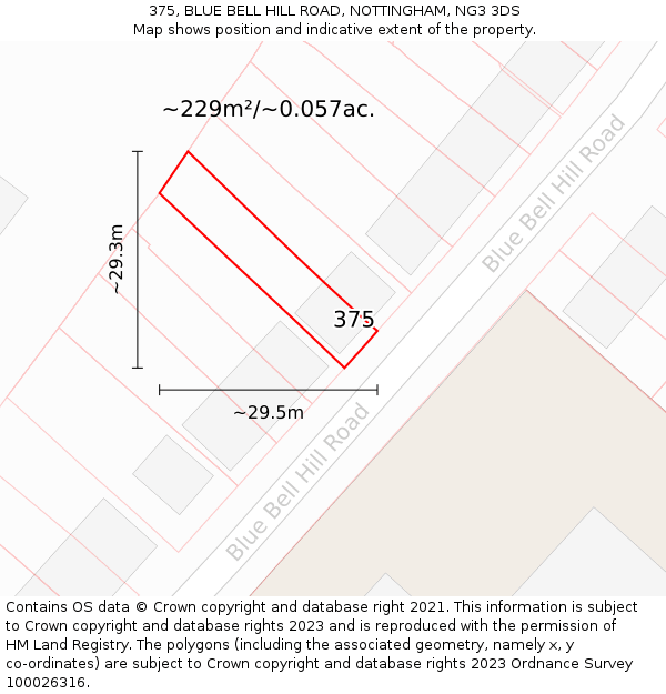 375, BLUE BELL HILL ROAD, NOTTINGHAM, NG3 3DS: Plot and title map