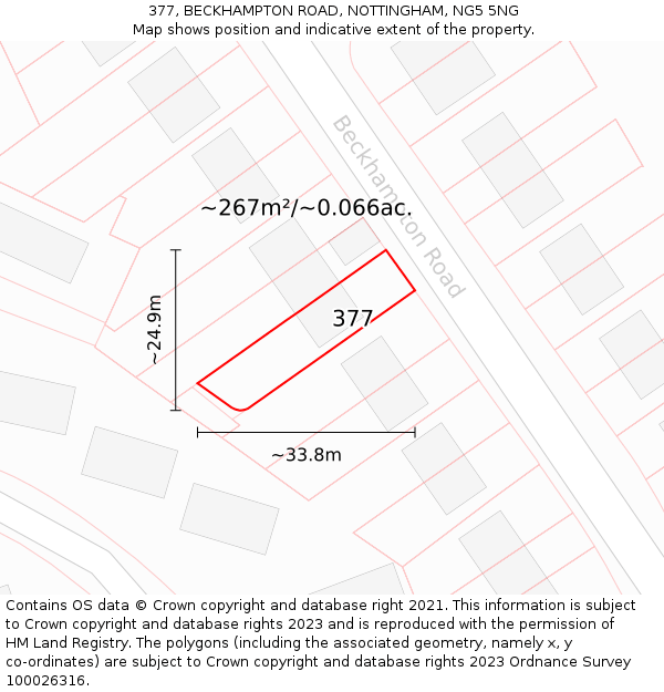 377, BECKHAMPTON ROAD, NOTTINGHAM, NG5 5NG: Plot and title map