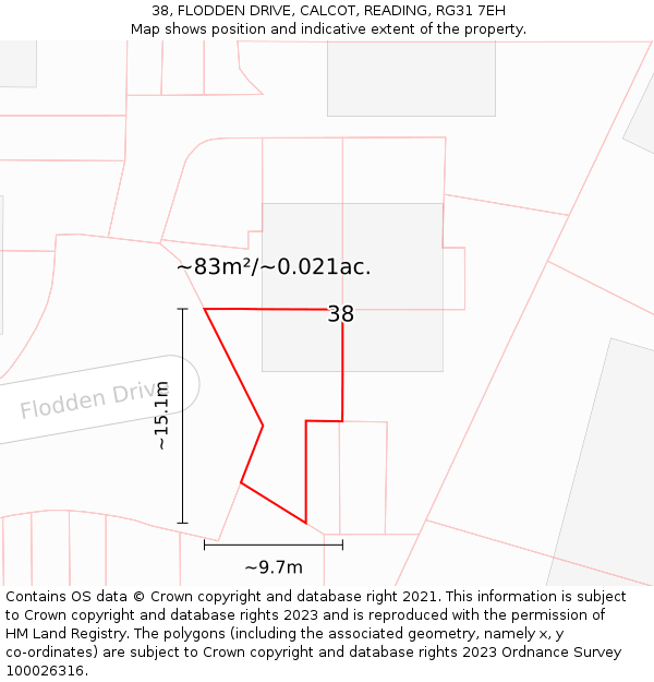 38, FLODDEN DRIVE, CALCOT, READING, RG31 7EH: Plot and title map